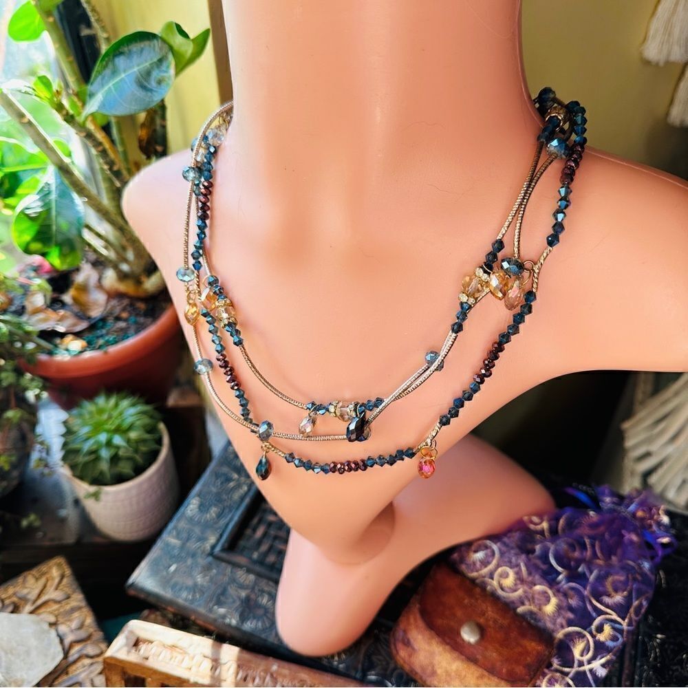 Vintage Multi Strand Austrian Crystal Necklace